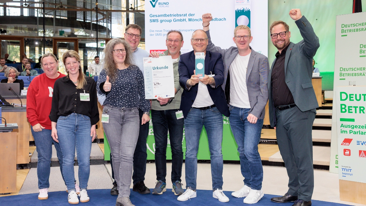 Deutscher Betriebsrätepreis 2025: Der Betriebsrat der SMS Group GmbH Mönchengladbach gewinnt Silber