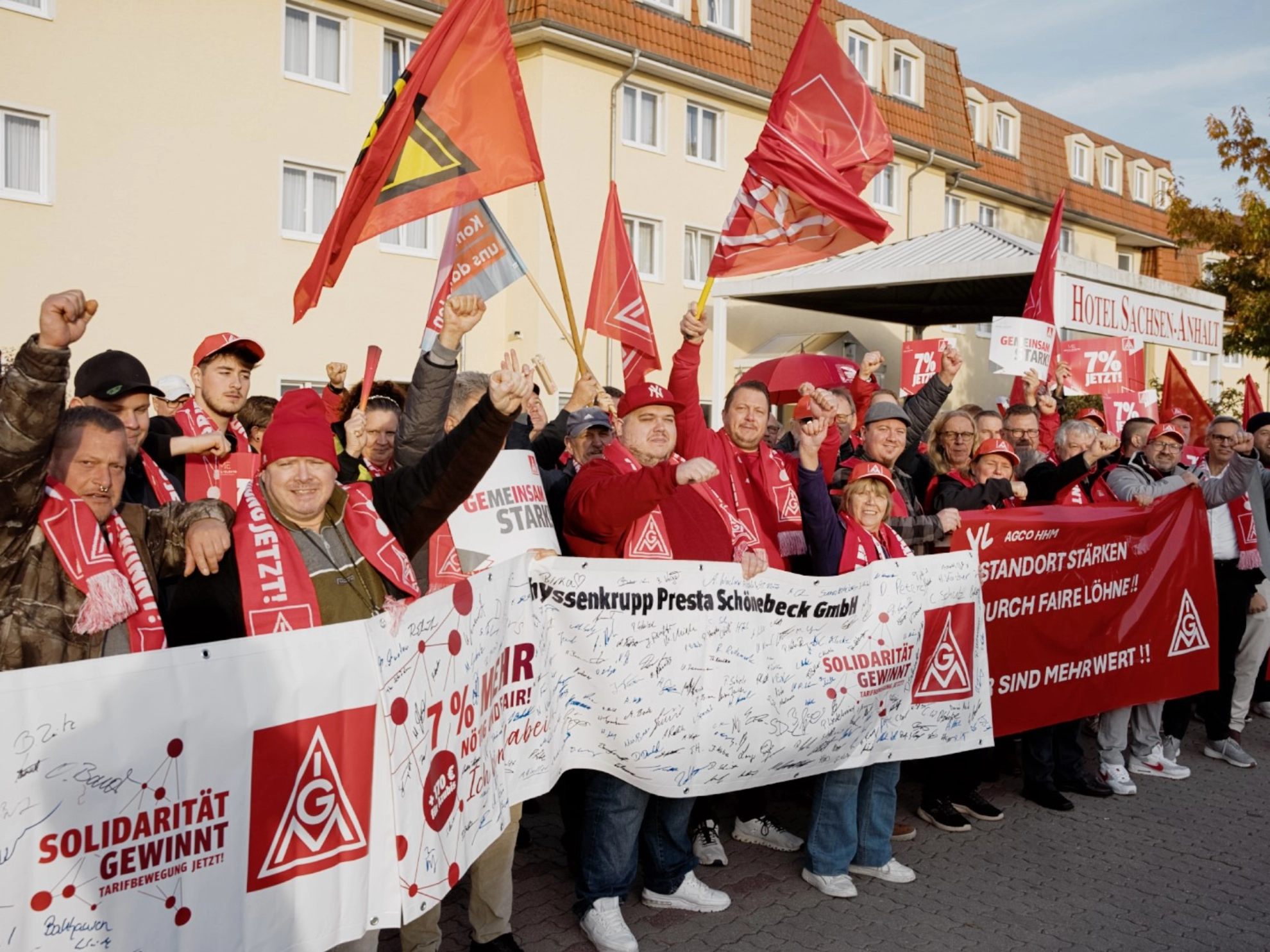 Kundgebung Thyssen Krupp Presta Schönebeck