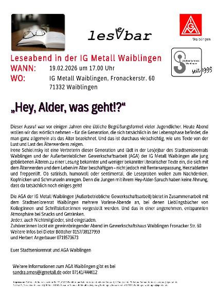 Leseabend - Hey Alder was geht