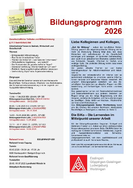 Regionale Bildungsbroschüre 2026